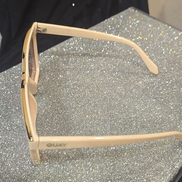Quay Australia Level Up Large Square Sunglasses- Champagne Frame/Brown Fawn Lens main image 4